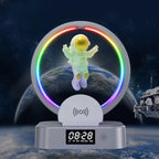 🚀 Parlante Astronauta 5 en 1 con Luz RGB, Reloj y Cargador Inalámbrico ✨