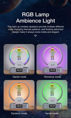 🚀 Parlante Astronauta 5 en 1 con Luz RGB, Reloj y Cargador Inalámbrico ✨