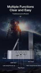 🚀 Parlante Astronauta 5 en 1 con Luz RGB, Reloj y Cargador Inalámbrico ✨
