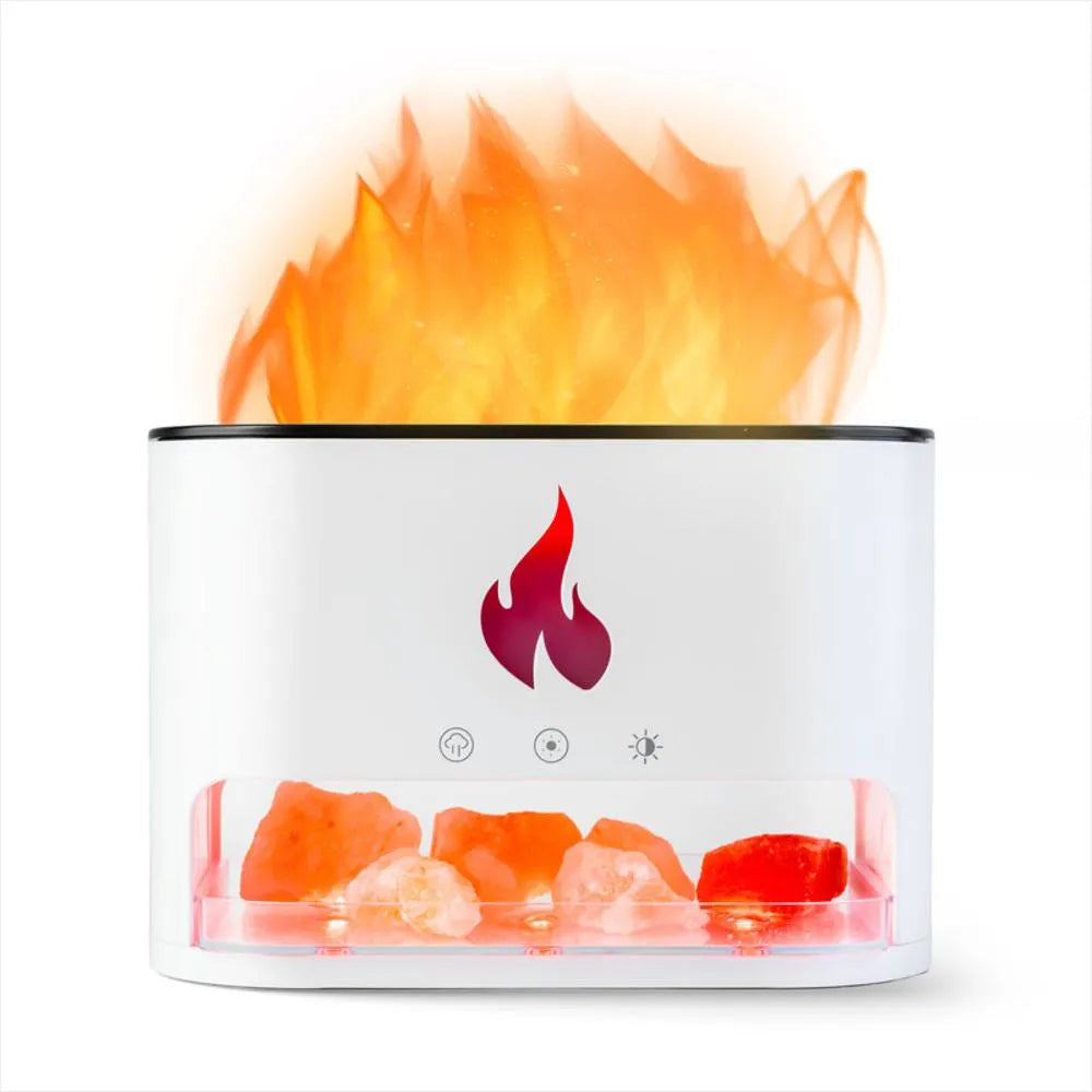 🔥✨ Difusor de Aromas con Efecto Llama y Piedra de Sal – Humidificador USB