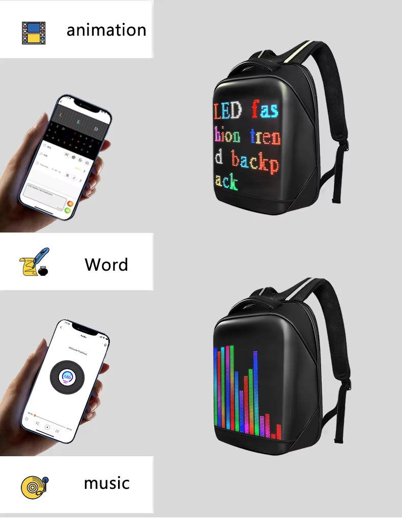 🎒✨ Mochila LED Inteligente con Bluetooth – Personaliza tu estilo en movimiento