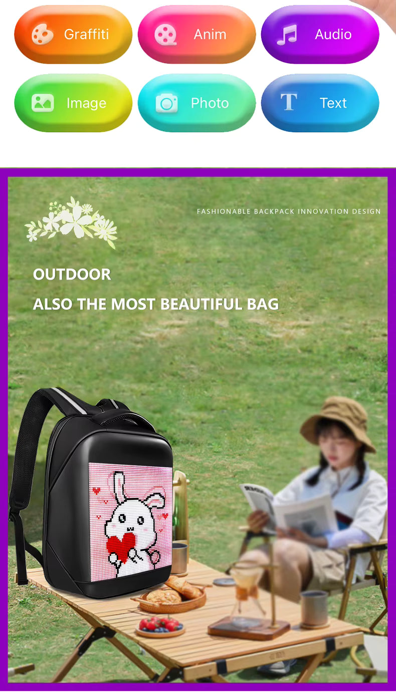 🎒✨ Mochila LED Inteligente con Bluetooth – Personaliza tu estilo en movimiento