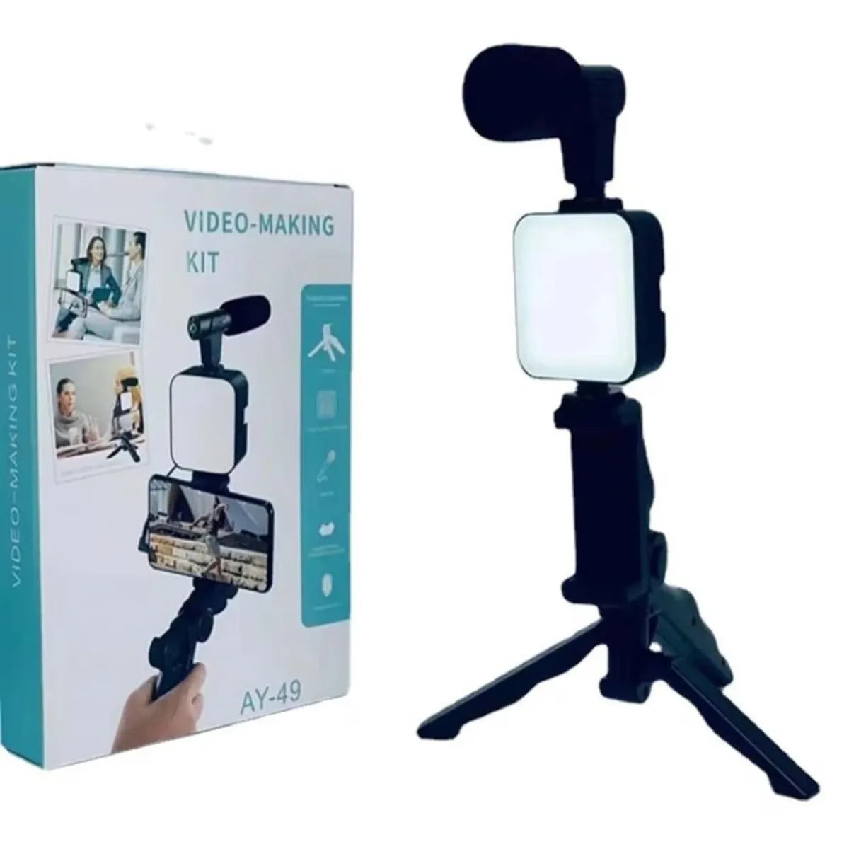 ✨ Kit de Grabación de Video con Trípode, Luz LED, Micrófono y Bluetooth🎥