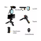 ✨ Kit de Grabación de Video con Trípode, Luz LED, Micrófono y Bluetooth🎥