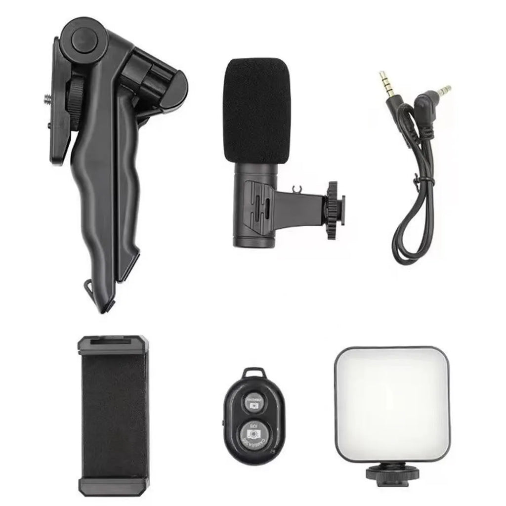 ✨ Kit de Grabación de Video con Trípode, Luz LED, Micrófono y Bluetooth🎥