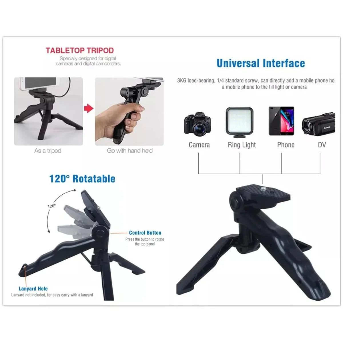 ✨ Kit de Grabación de Video con Trípode, Luz LED, Micrófono y Bluetooth🎥