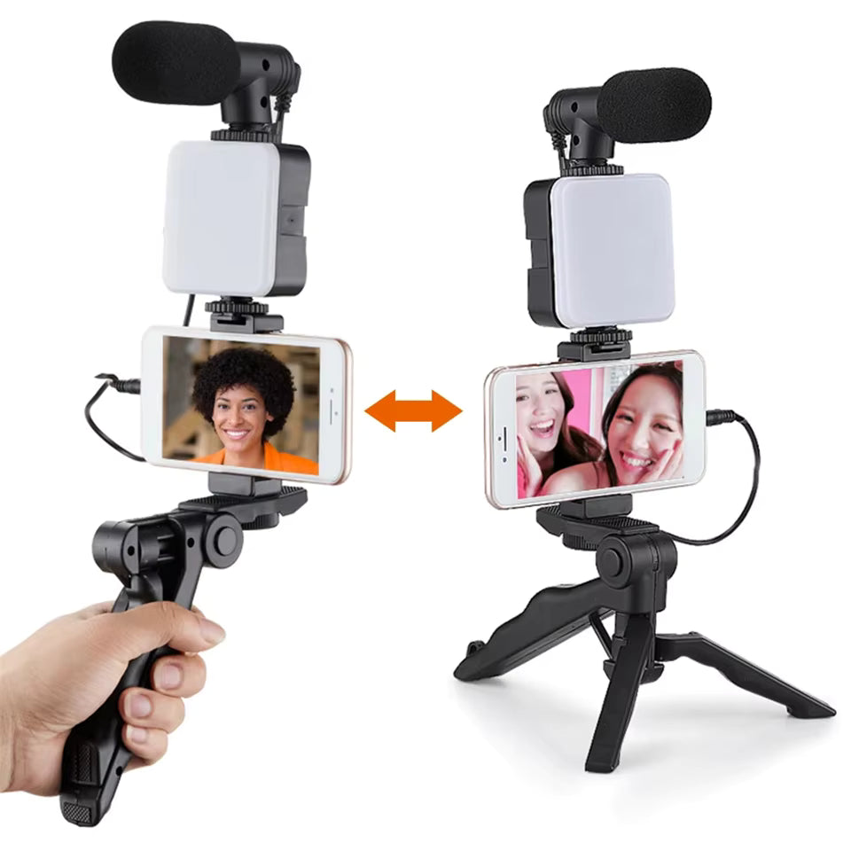 ✨ Kit de Grabación de Video con Trípode, Luz LED, Micrófono y Bluetooth🎥